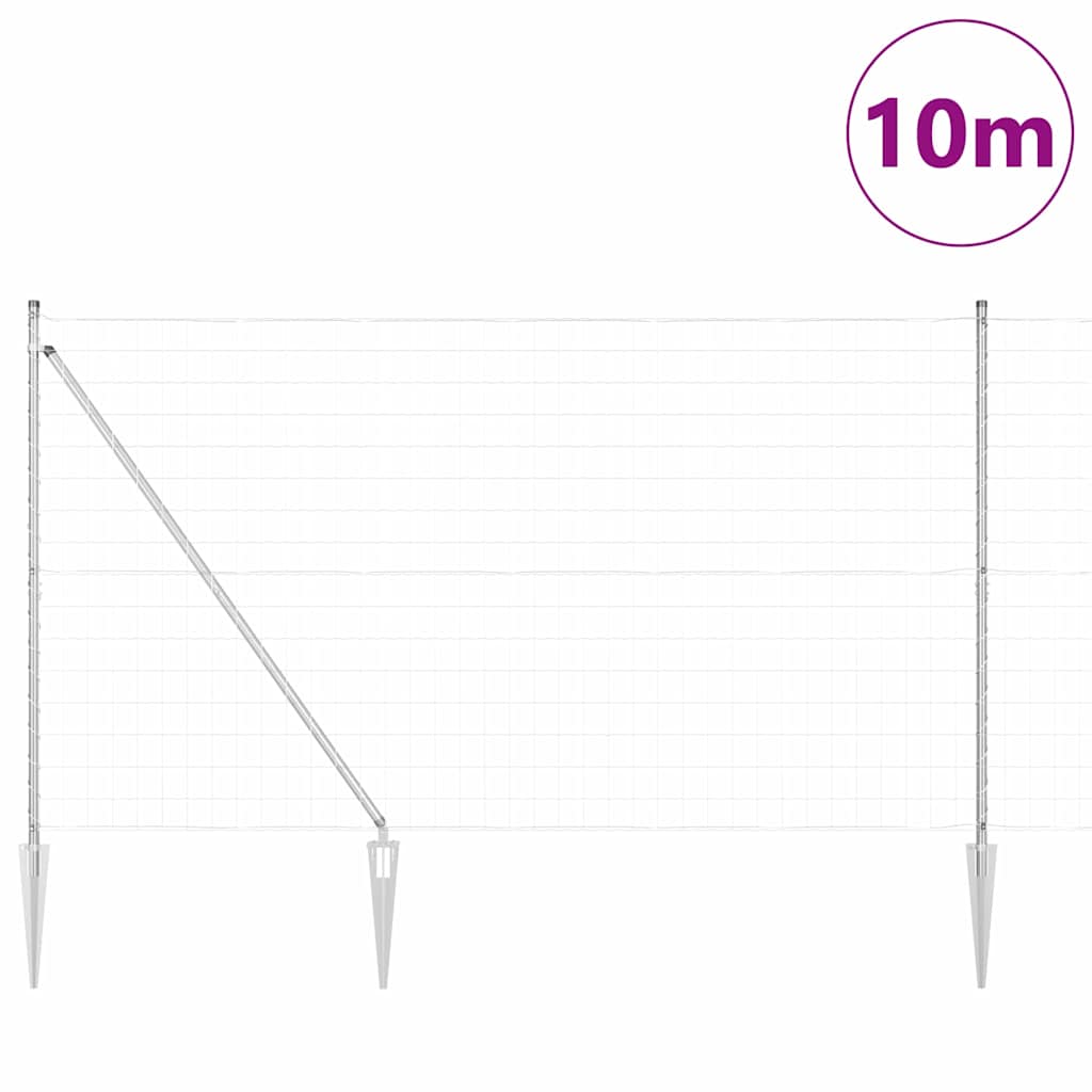 Valla vidaxl con poste plata 1,5 x 10 m acero