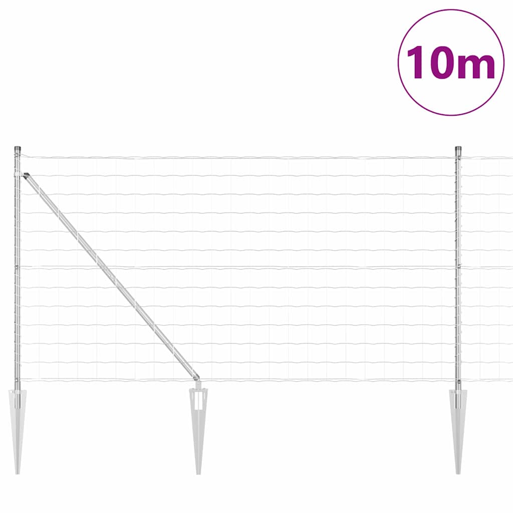 Valla vidaxxl con poste plata 1 x 10 m acero