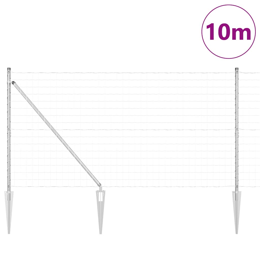 Valla vidaxxl con poste plata 1,2 x 10 m acero