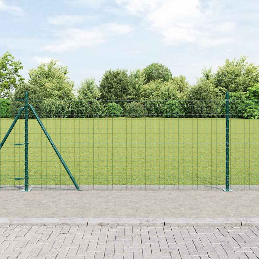 Valla vidaxl con poste verde 0,8 x 10 m acero y PVC
