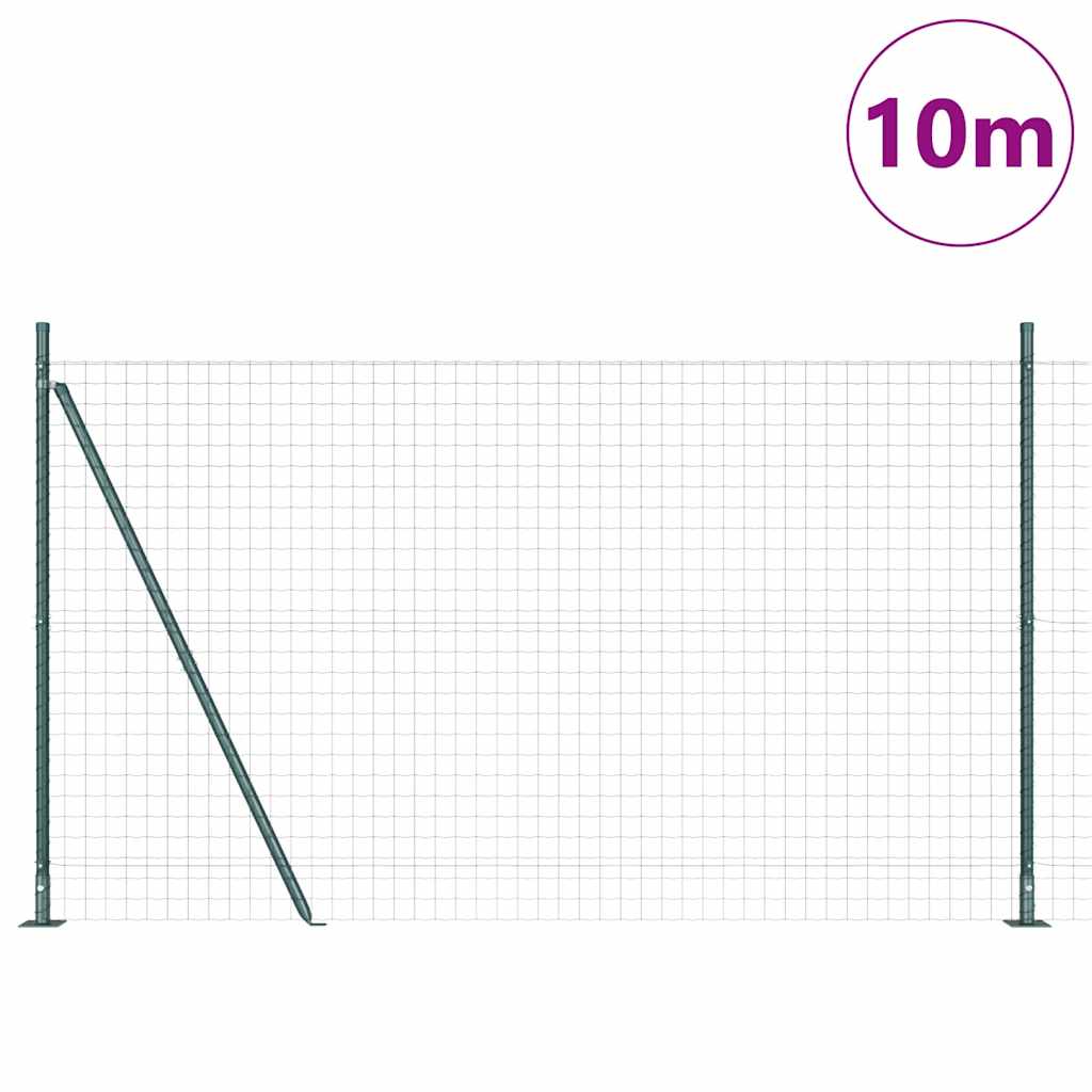 Valla vidaxl con postes verdes 1,5 x 10 m acero