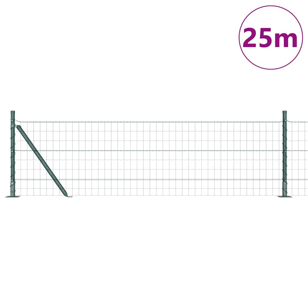 Valla vidaxxl con poste verde 0,6 x 25 m acero y PVC