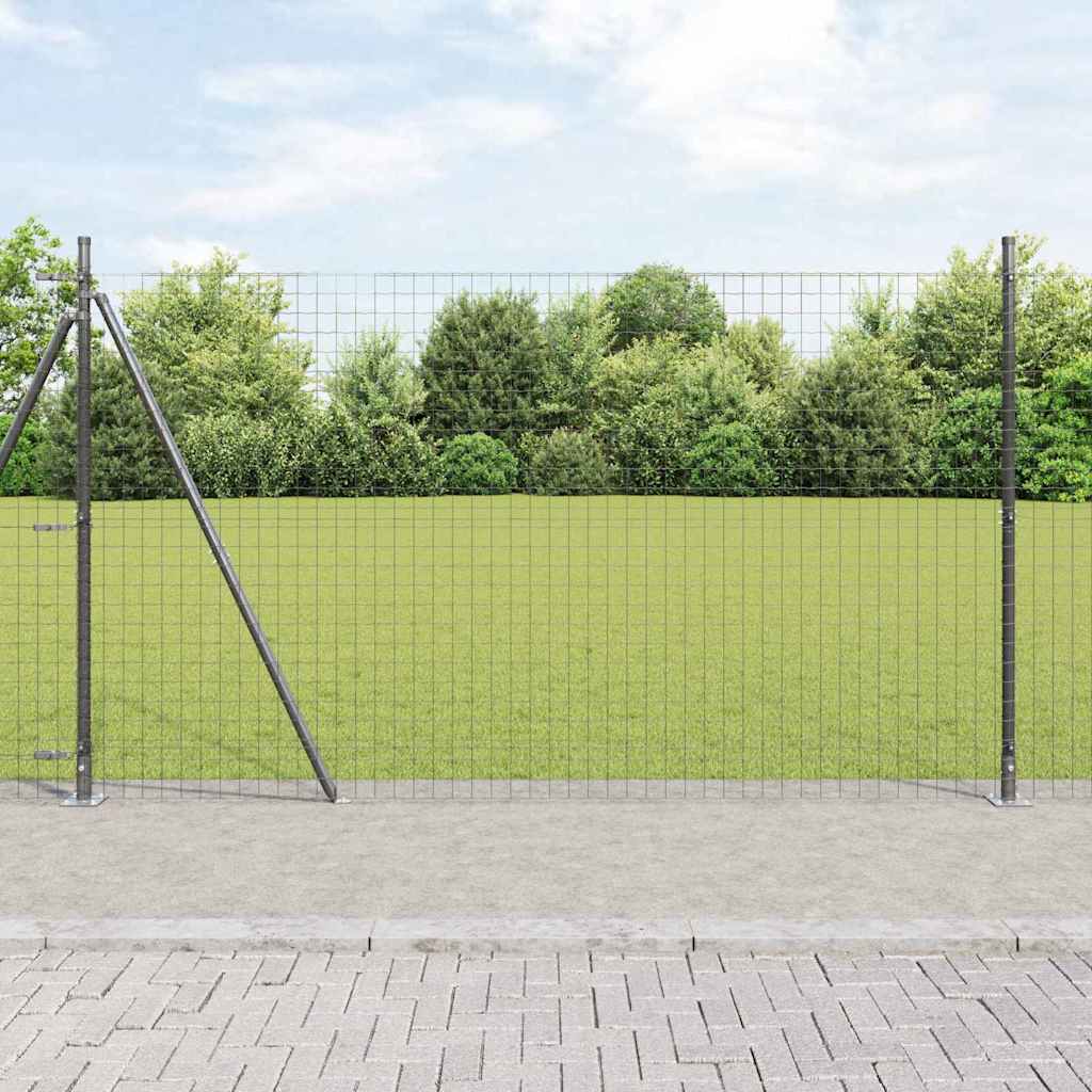 Valla vidaxl con poste gris 1,5 x 10 m acero y PVC