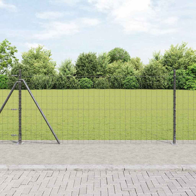 Vidaxl hek met paal grijs 1 x 10 m staal en pvc