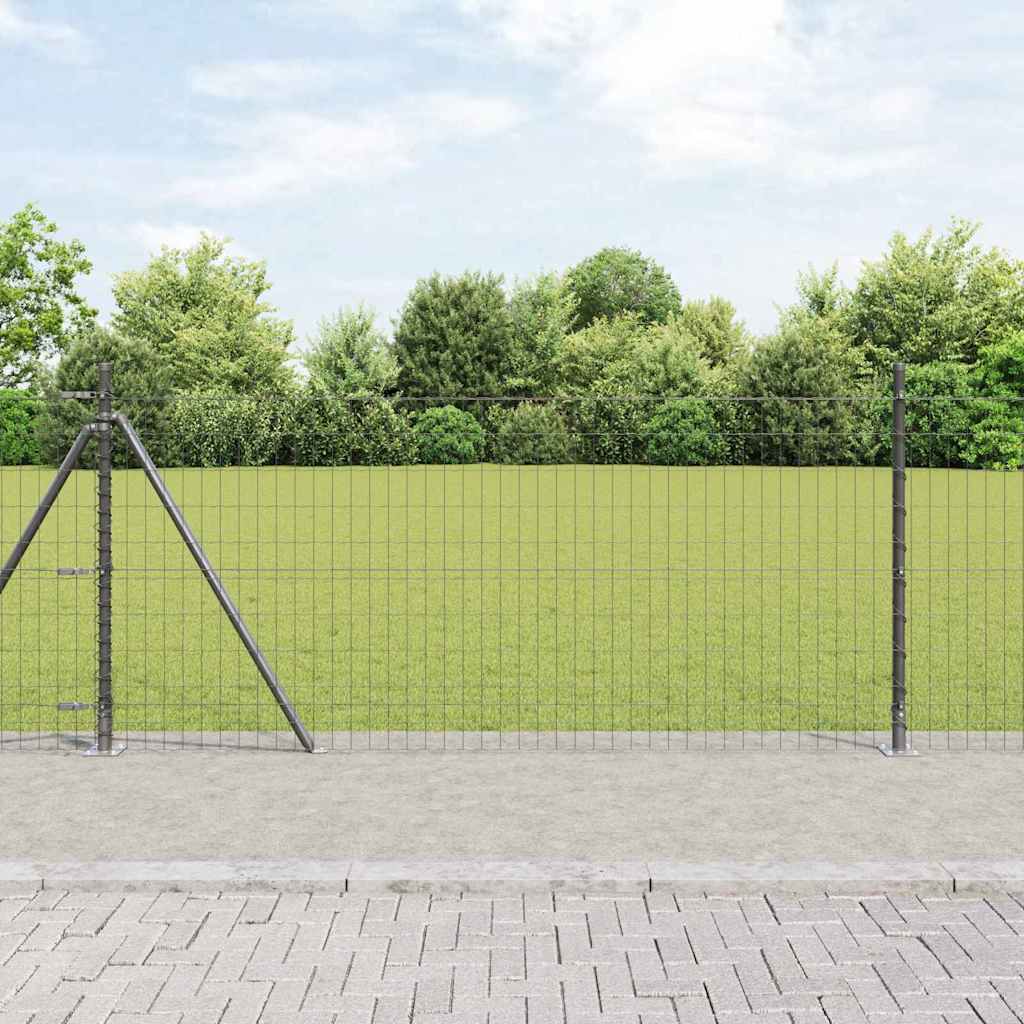 Valla vidaxl con poste gris 0,8 x 25 m acero y PVC