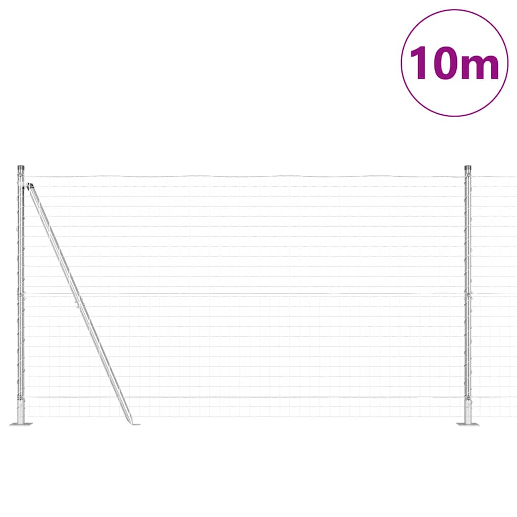 Valla vidaxxl con poste plata 1,2 x 10 m acero