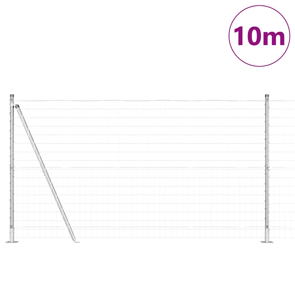 Valla vidaxxl con poste plata 1,2 x 10 m acero