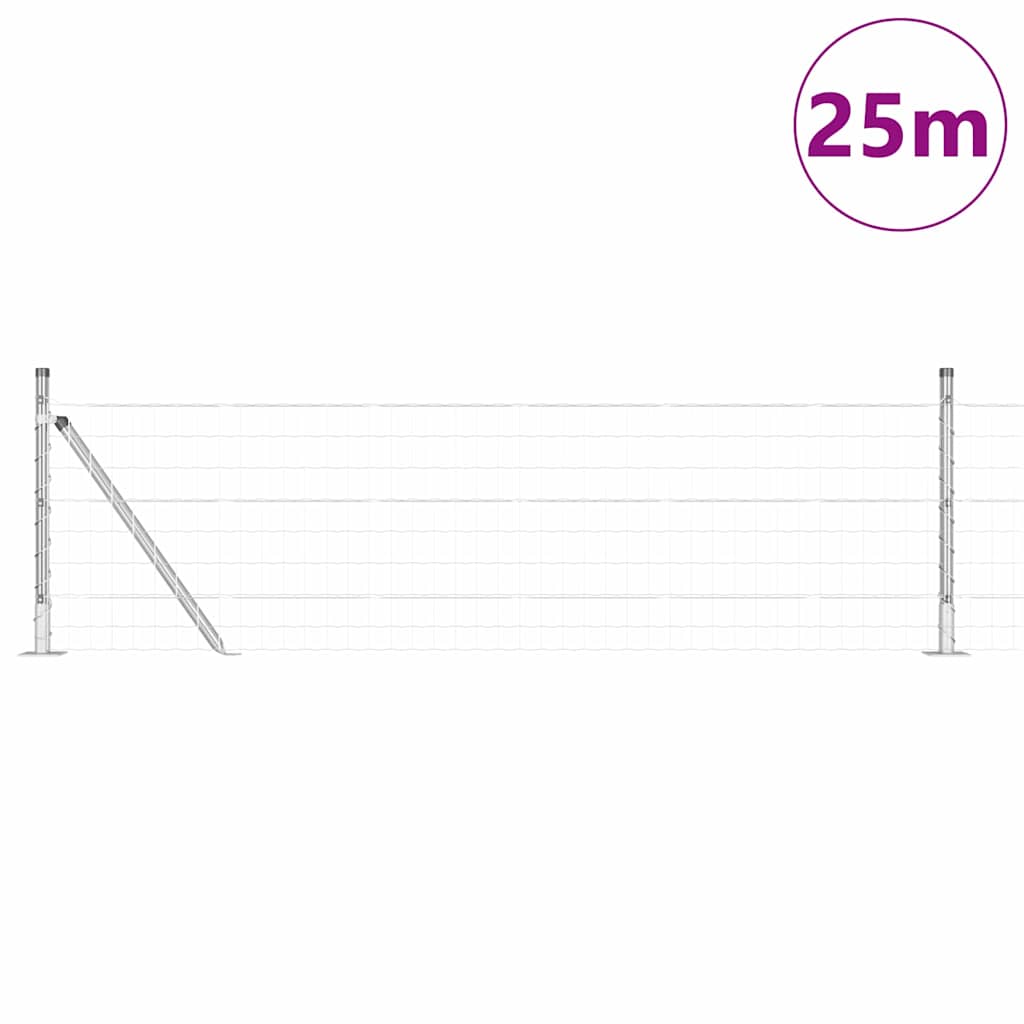 Valla vidaxxl con poste plata 0,6 x 25 m acero