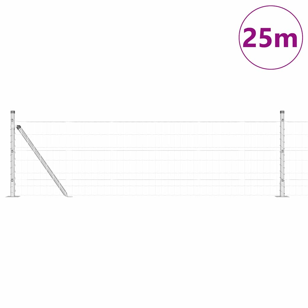 Valla vidaxxl con poste plata 0,6 x 25 m acero