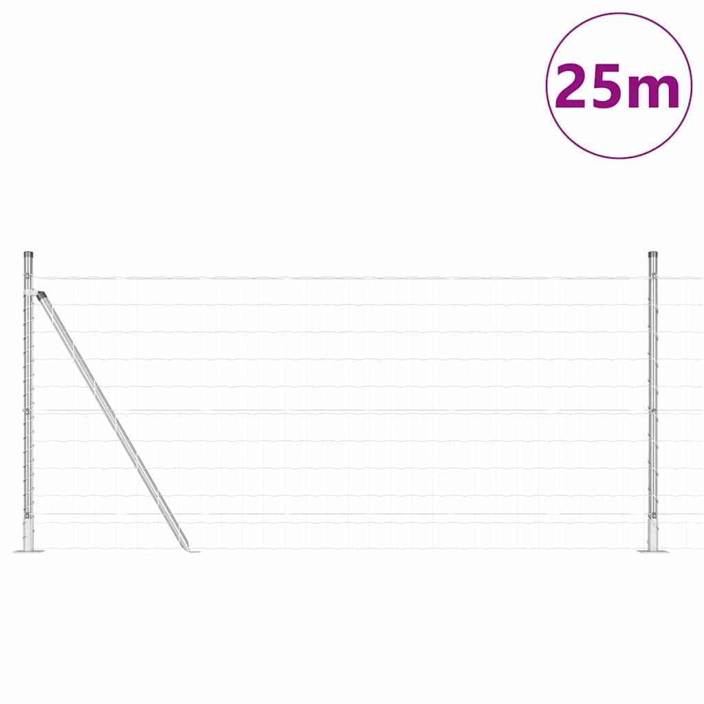 Valla vidaxxl con poste plata 0,8 x 25 m acero