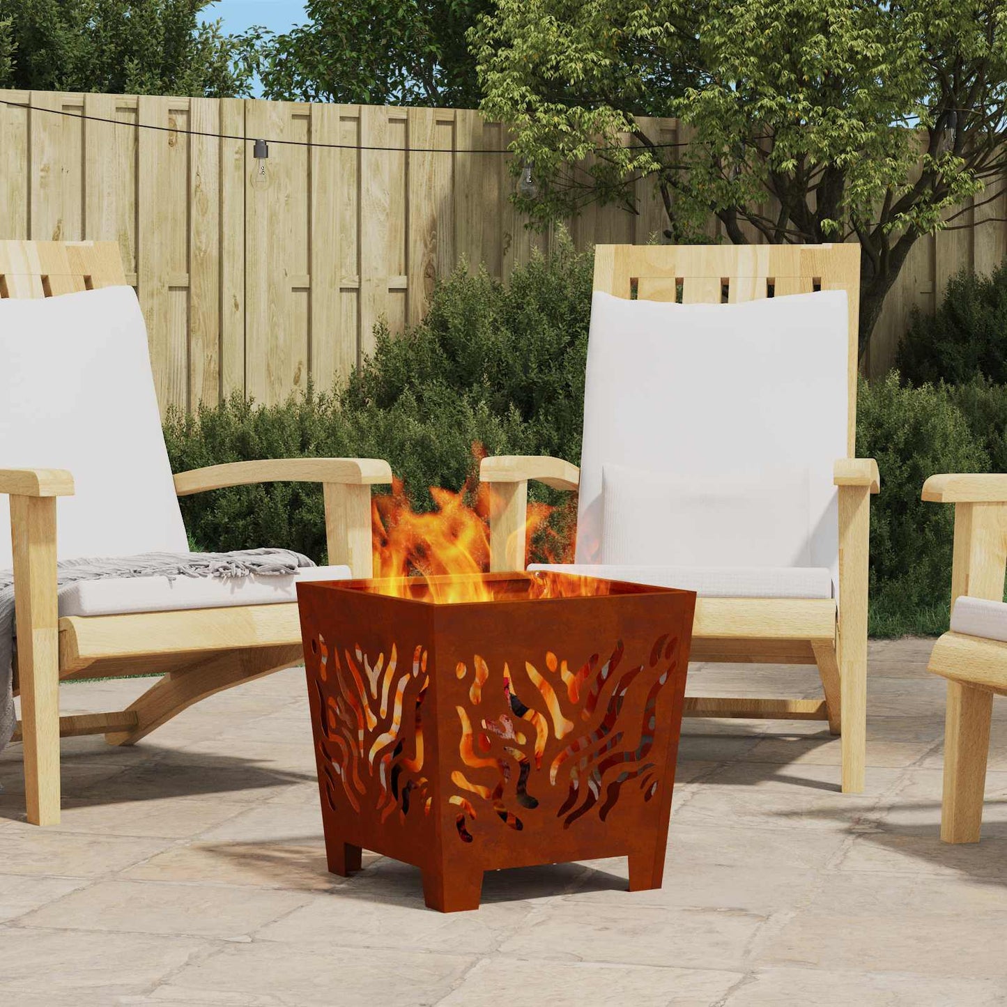 Braciere Vidaxl marrone 40 x 40 x 40 cm in acciaio