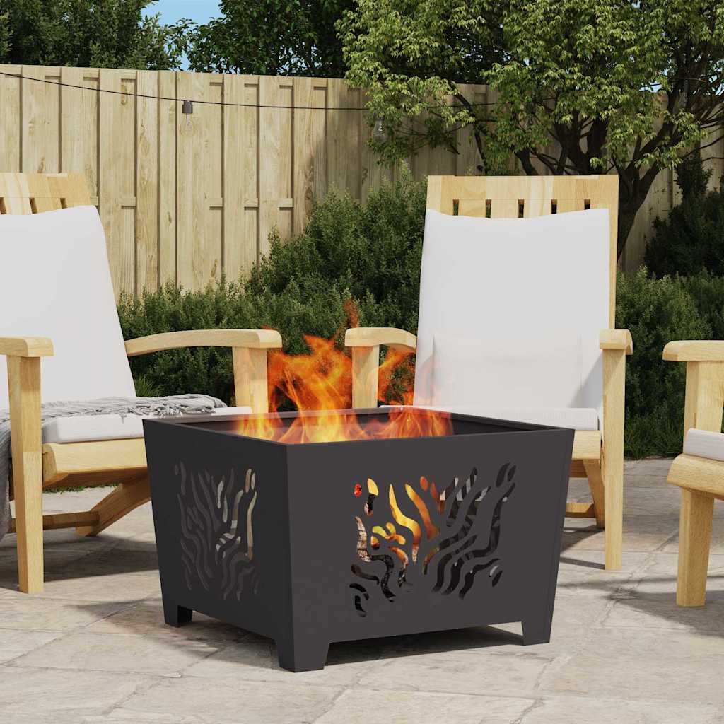 Vidaxl brasero negro 60 x 60 x 40 cm acero