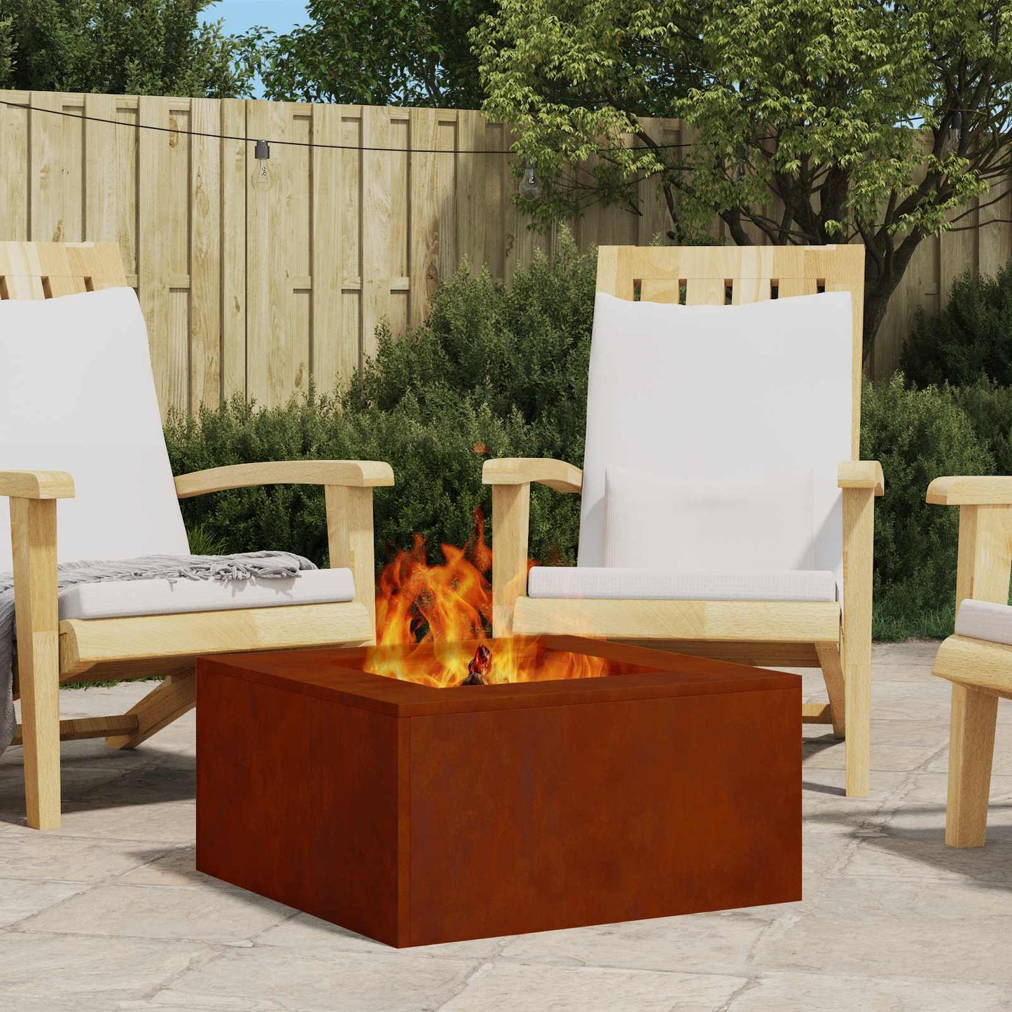 Vidaxl brasero marrón 60 x 60 x 30 cm acero corten