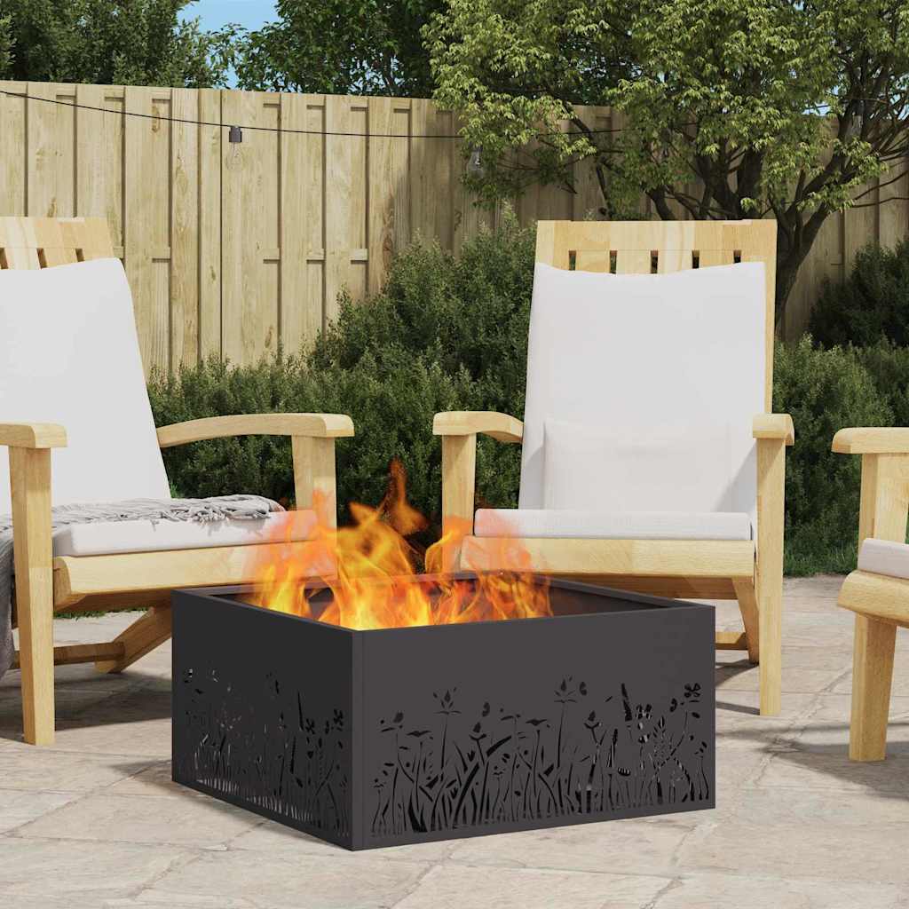Vidaxl brasero negro 60 x 60 x 30 cm acero