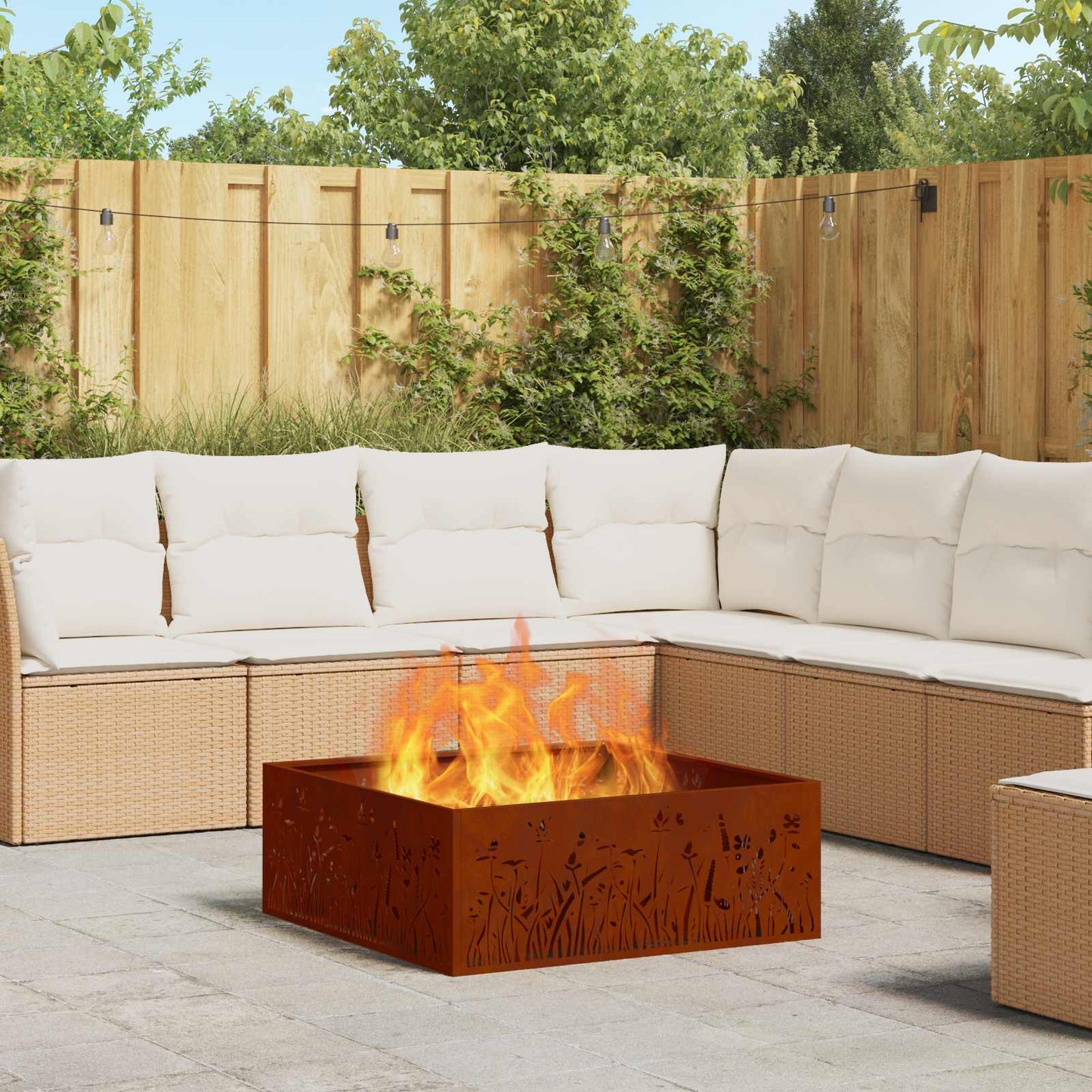 Braciere Vidaxl marrone 80 x 80 x 30 cm in acciaio corten