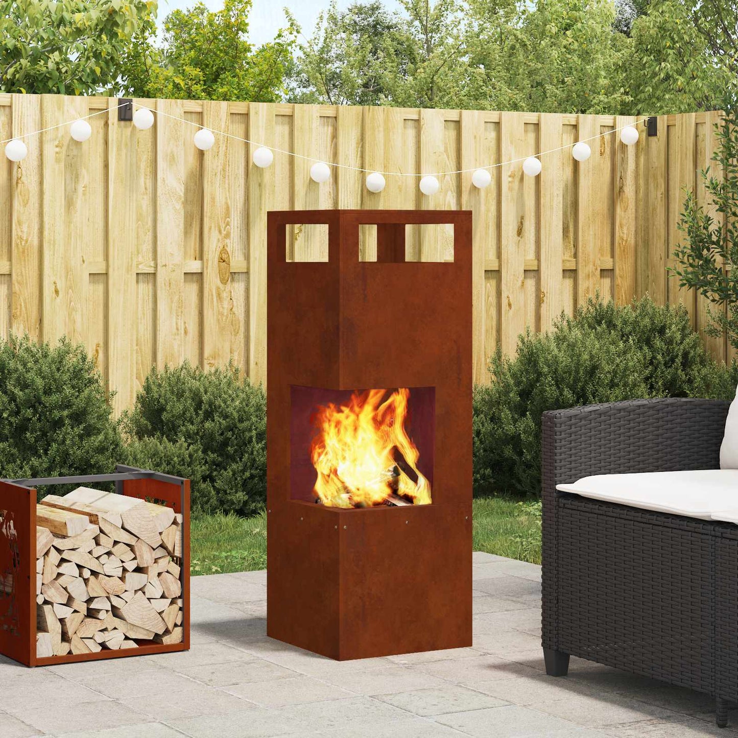 Braciere Vidaxl marrone 35 x 35 x 100 cm in acciaio