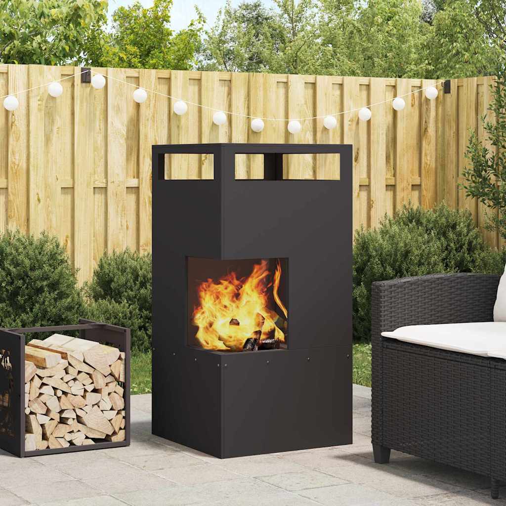 Braciere Vidaxl nero 50 x 50 x 100 cm in acciaio