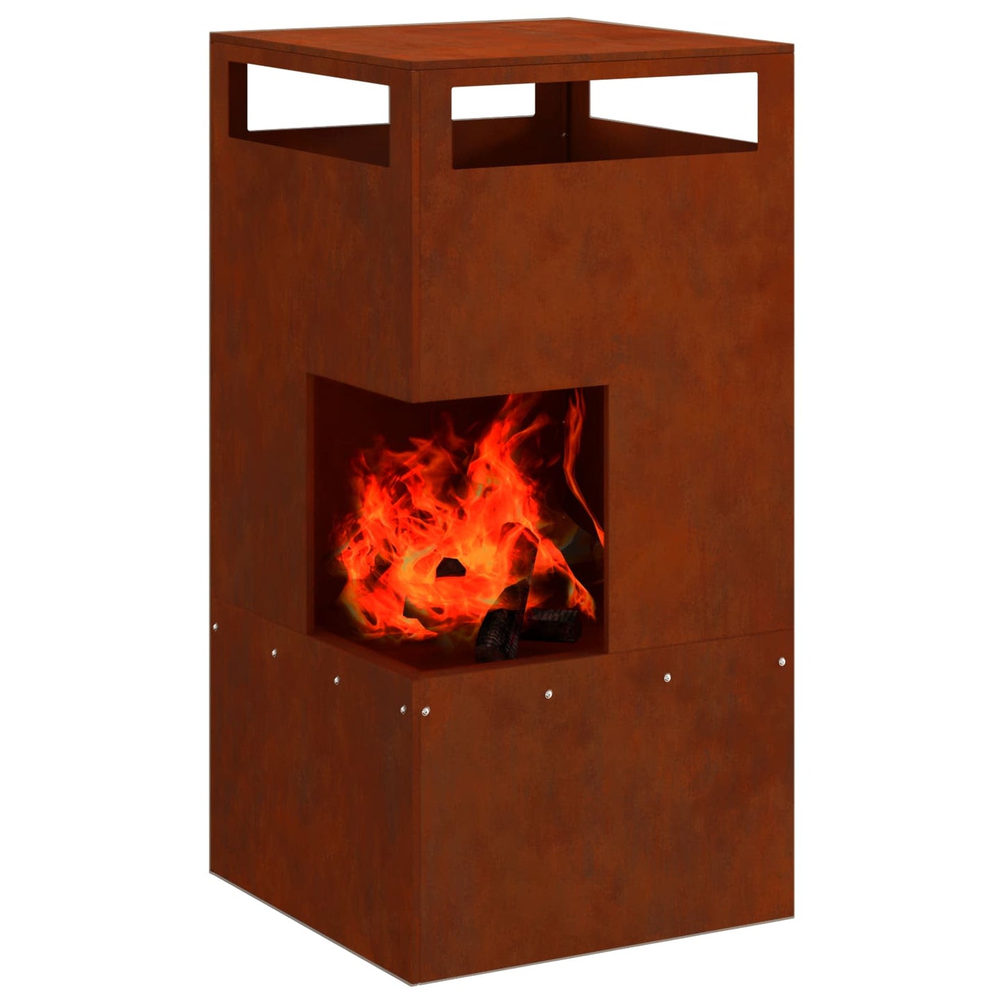 Vidaxl brasero marrón 50 x 50 x 100 cm acero
