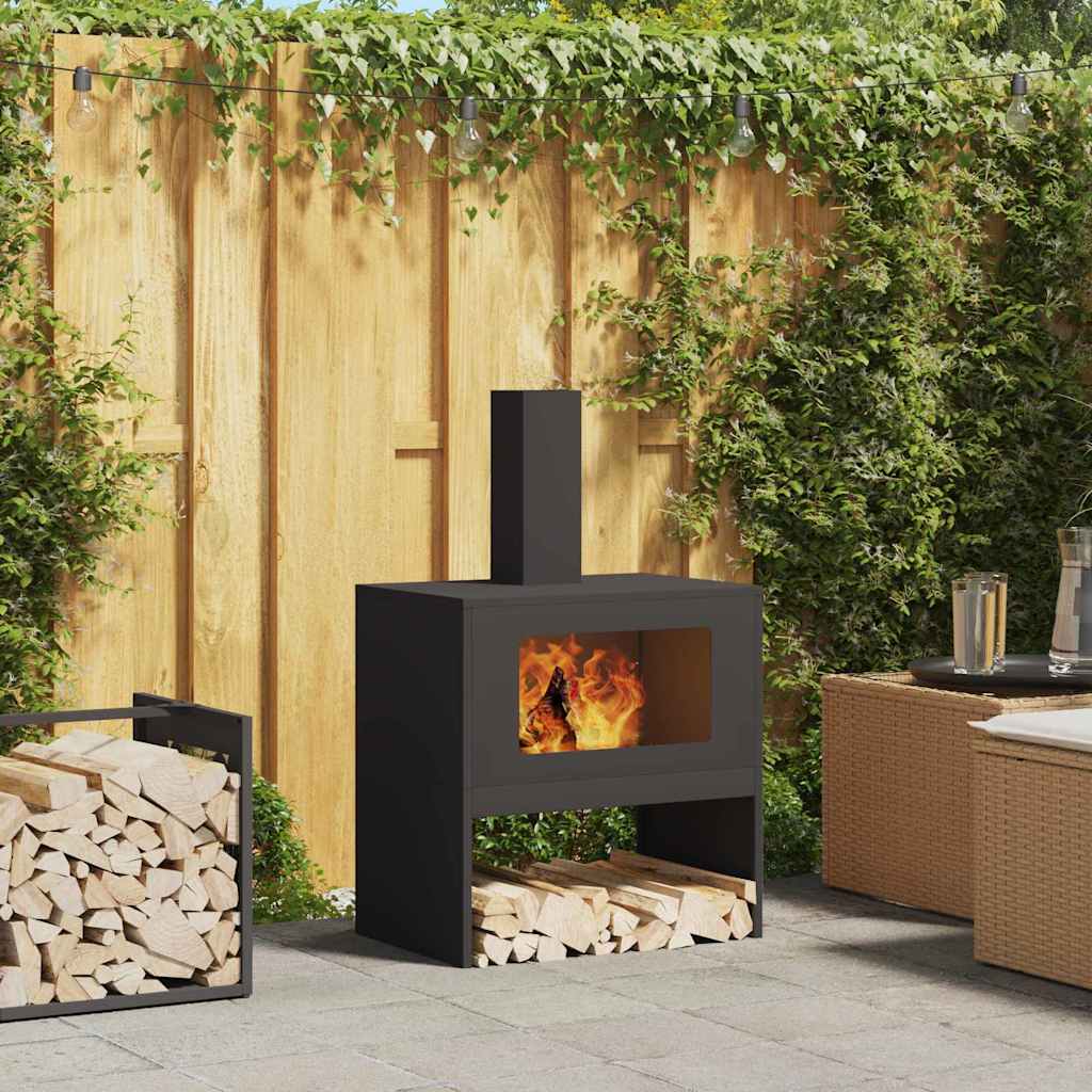 Vidaxl brasero negro 60 x 40 x 96 cm acero