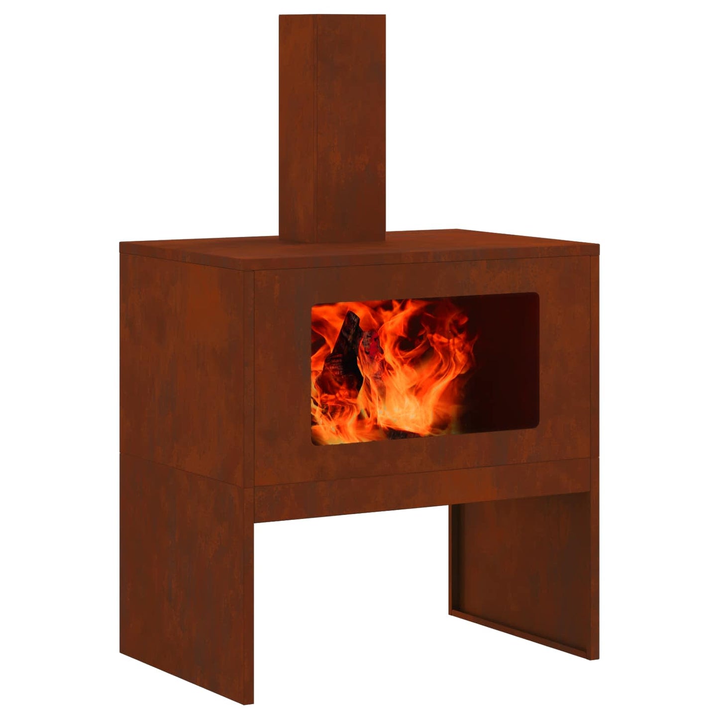 Vidaxl brasero marrón 60 x 40 x 96 cm acero corten