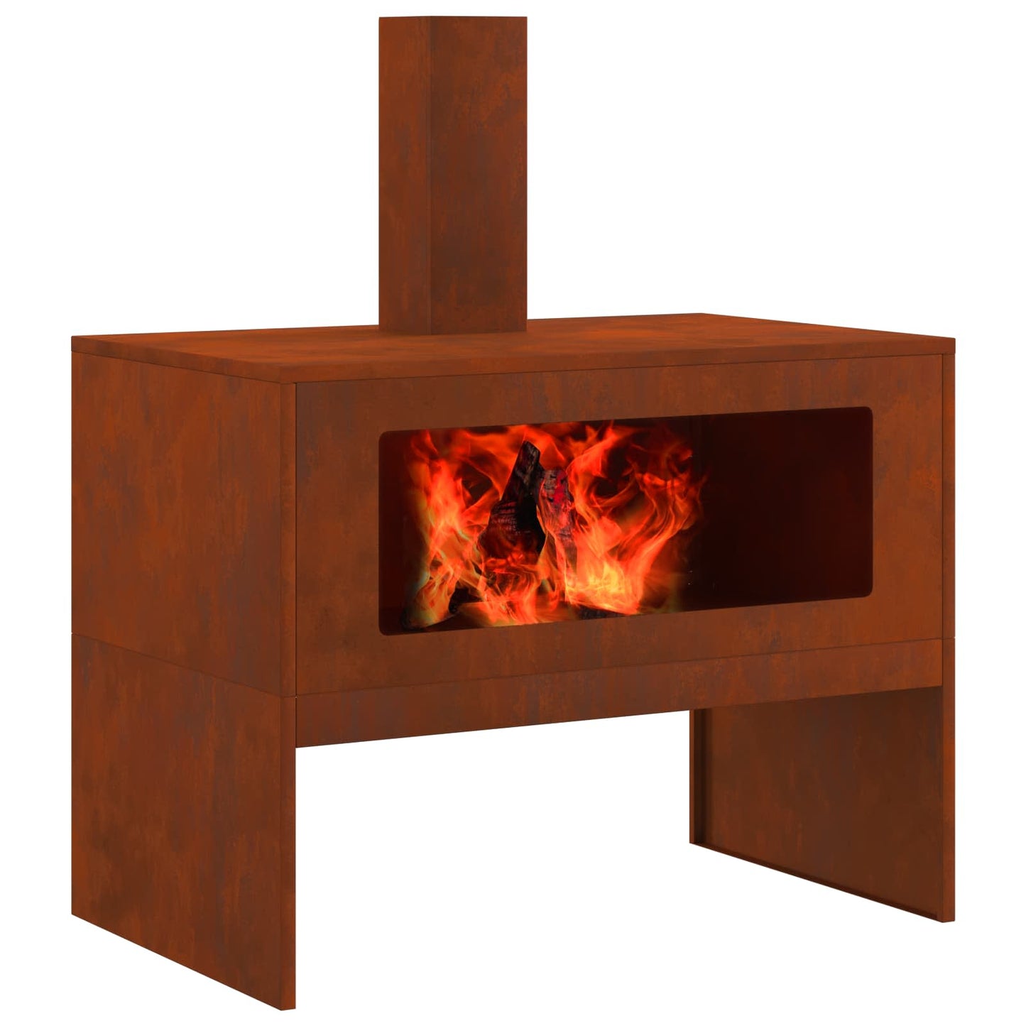 Vidaxl brasero marrón 80 x 50 x 96 cm acero corten