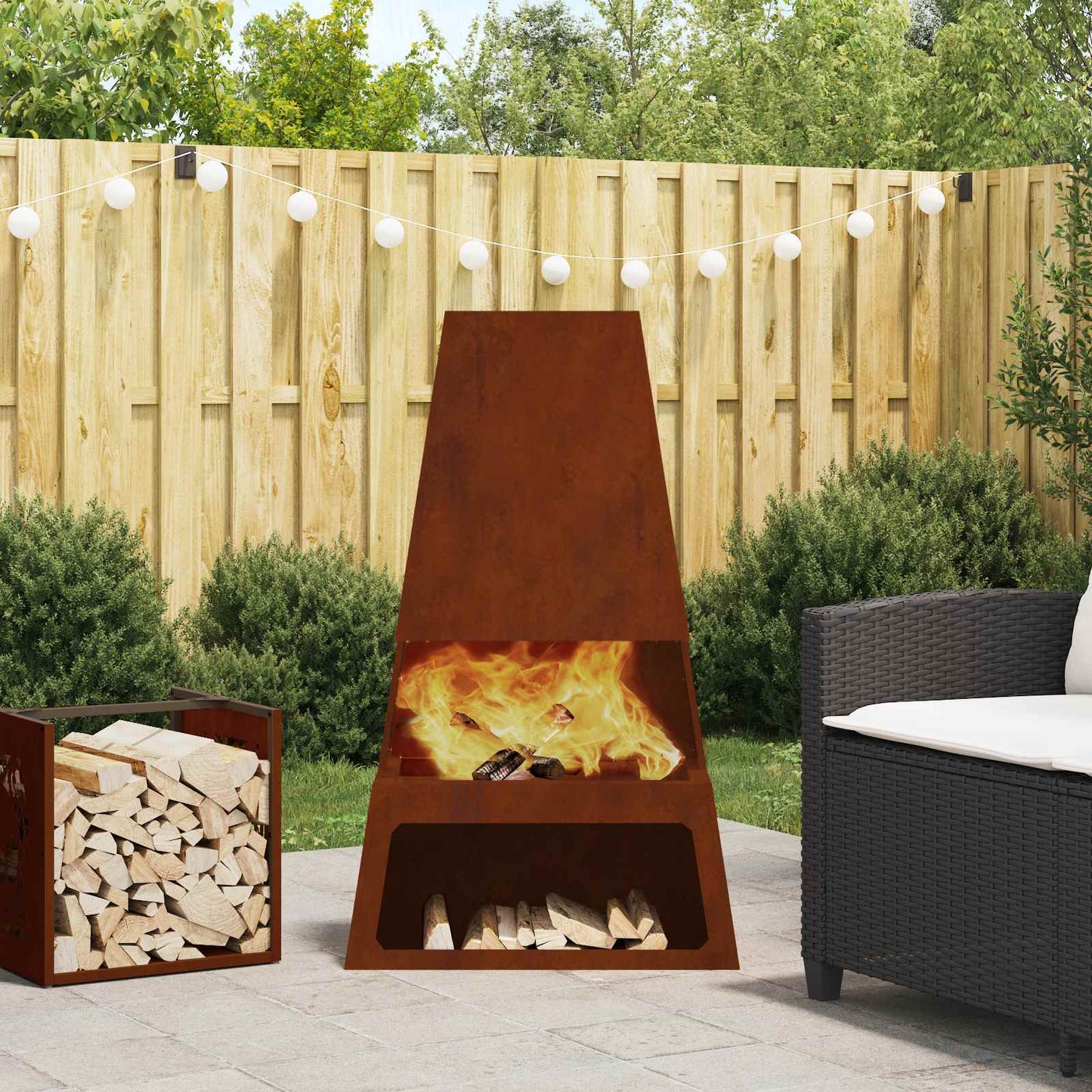 Vidaxl brasero marrón 60 x 35 x 100 cm acero corten