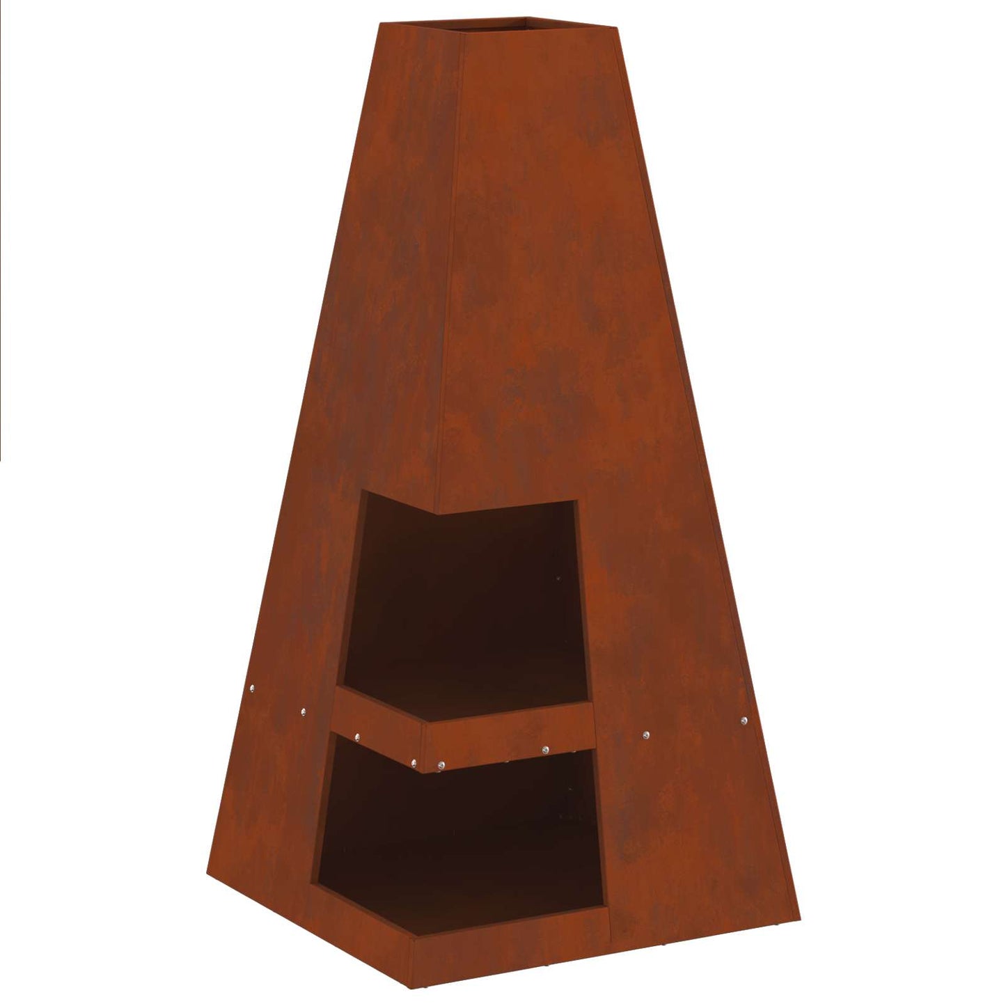 Vidaxl brasero marrón 50 x 50 x 100 cm acero