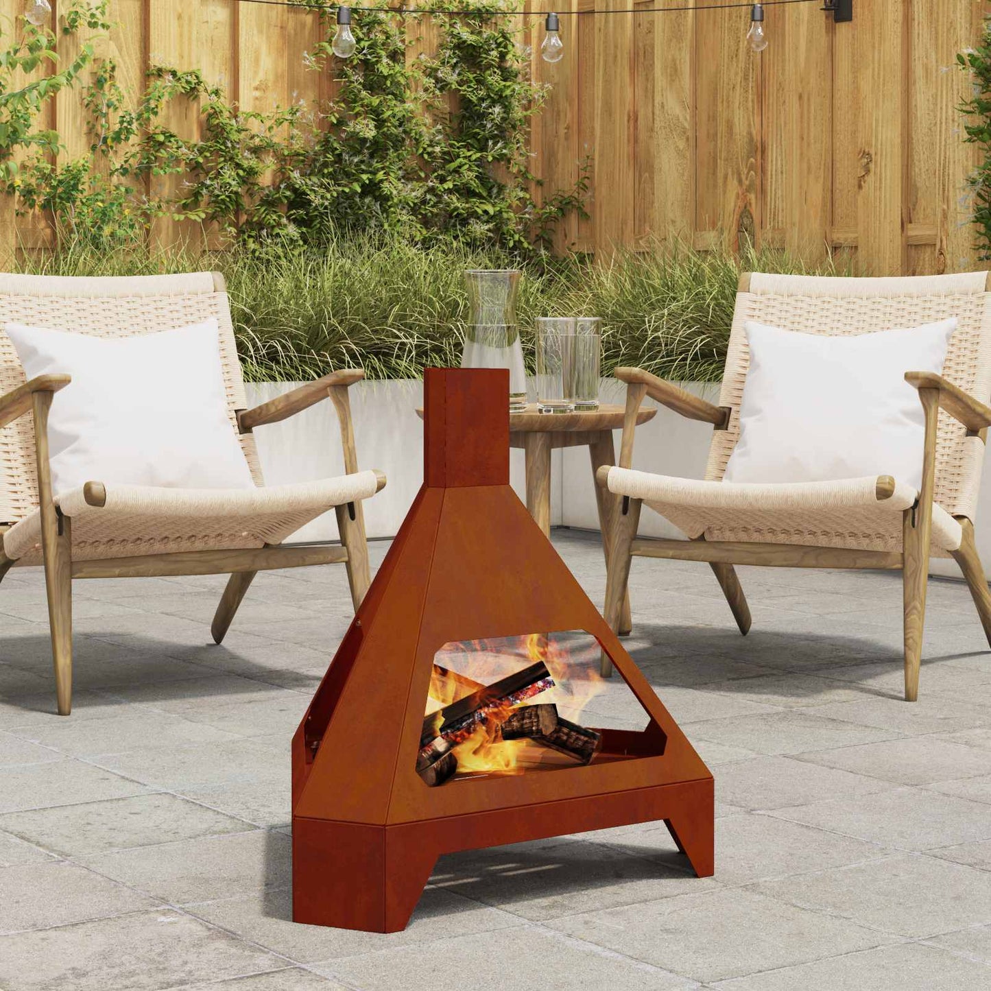 Vidaxl brasero marrón 50 x 43 x 52 cm acero corten