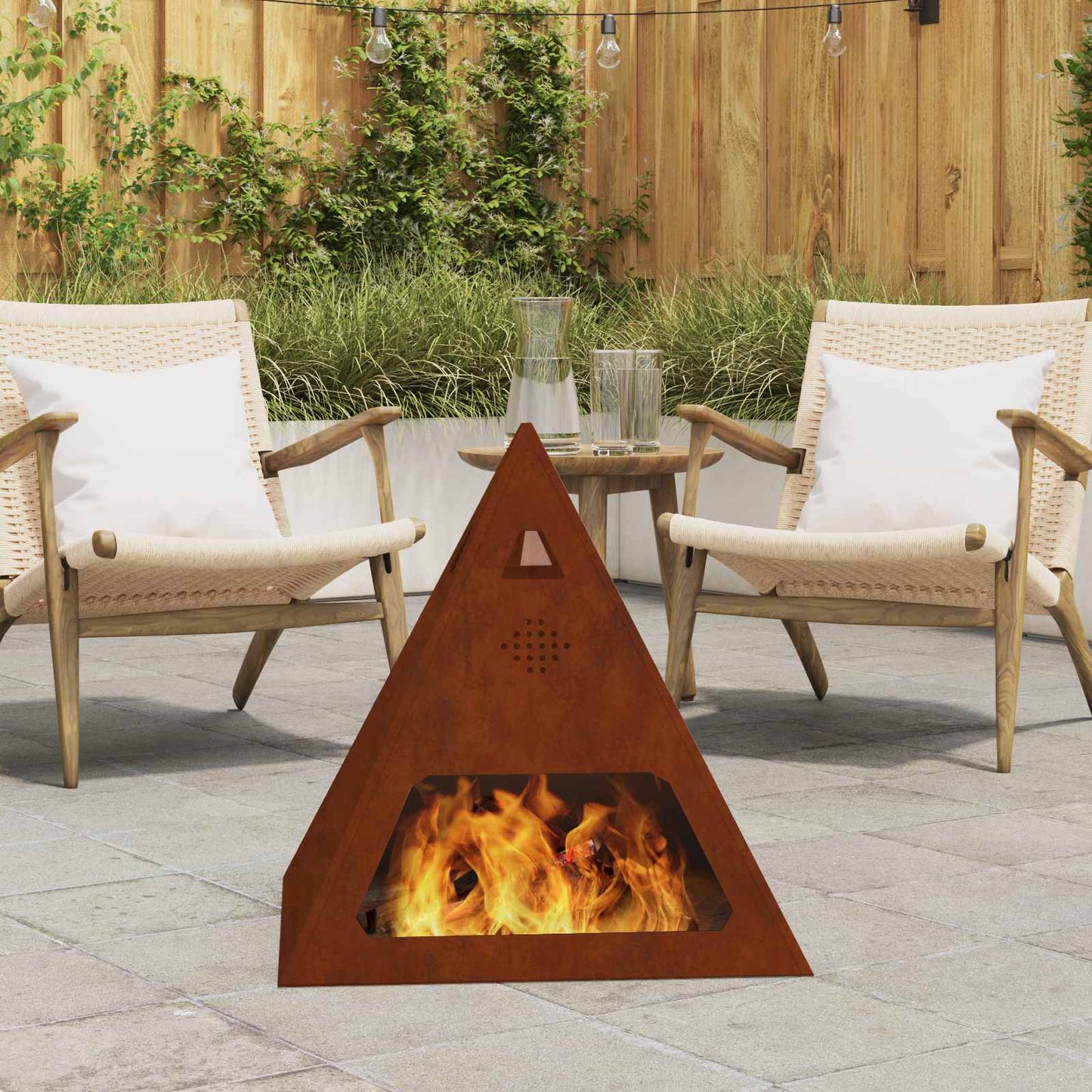 Vidaxl brasero marrón 50 x 50 x 51 cm acero corten