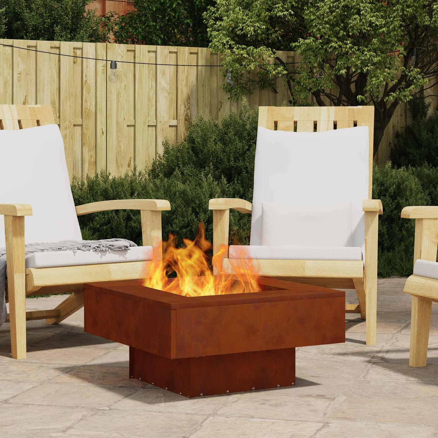 Vidaxl brasero marrón 60 x 60 x 30 cm acero corten