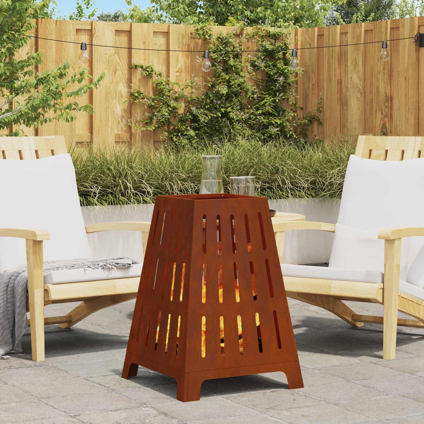 Vidaxl brasero marrón 50 x 50 x 70 cm acero corten