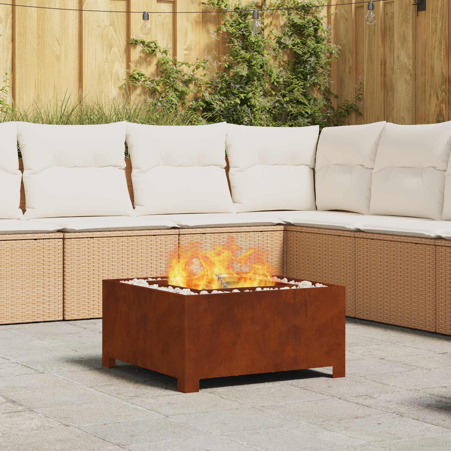 Vidaxl brasero marrón 60 x 60 x 30 cm acero corten