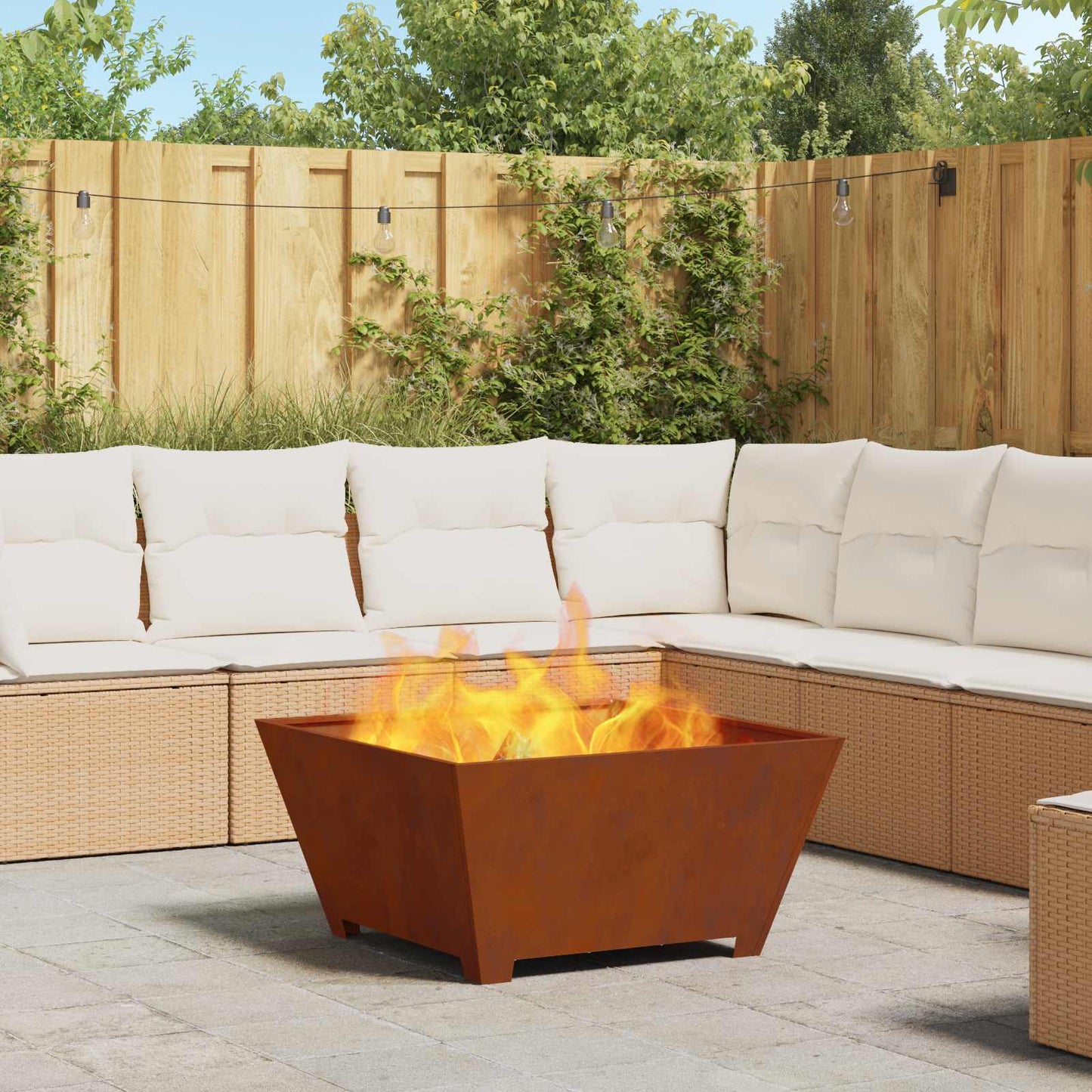 Braciere Vidaxl marrone 80 x 80 x 40 cm in acciaio corten