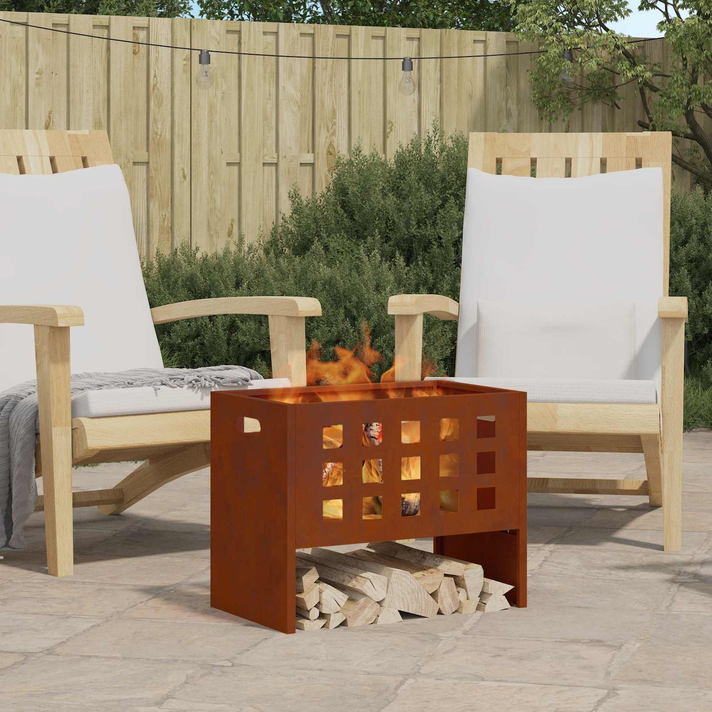 Braciere Vidaxl marrone 50 x 30 x 40 cm in acciaio