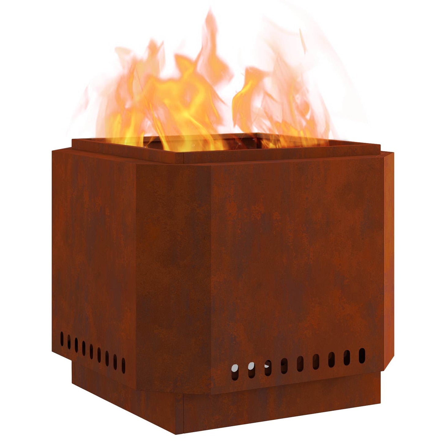 Vidaxl brasero sin humo marrón 58 x 58 x 51 cm acero corten