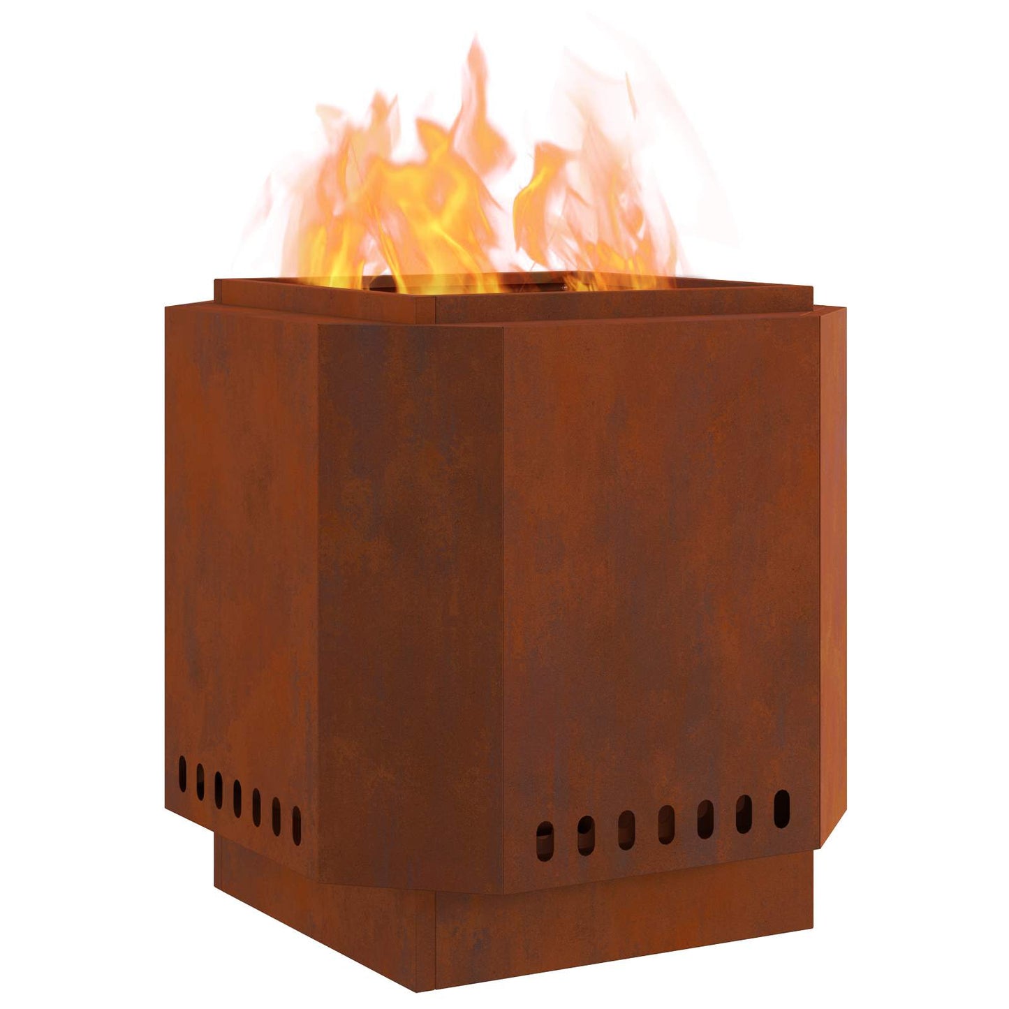 Braciere senza fumo Vidaxl marrone 48 x 48 x 51 cm in acciaio corten