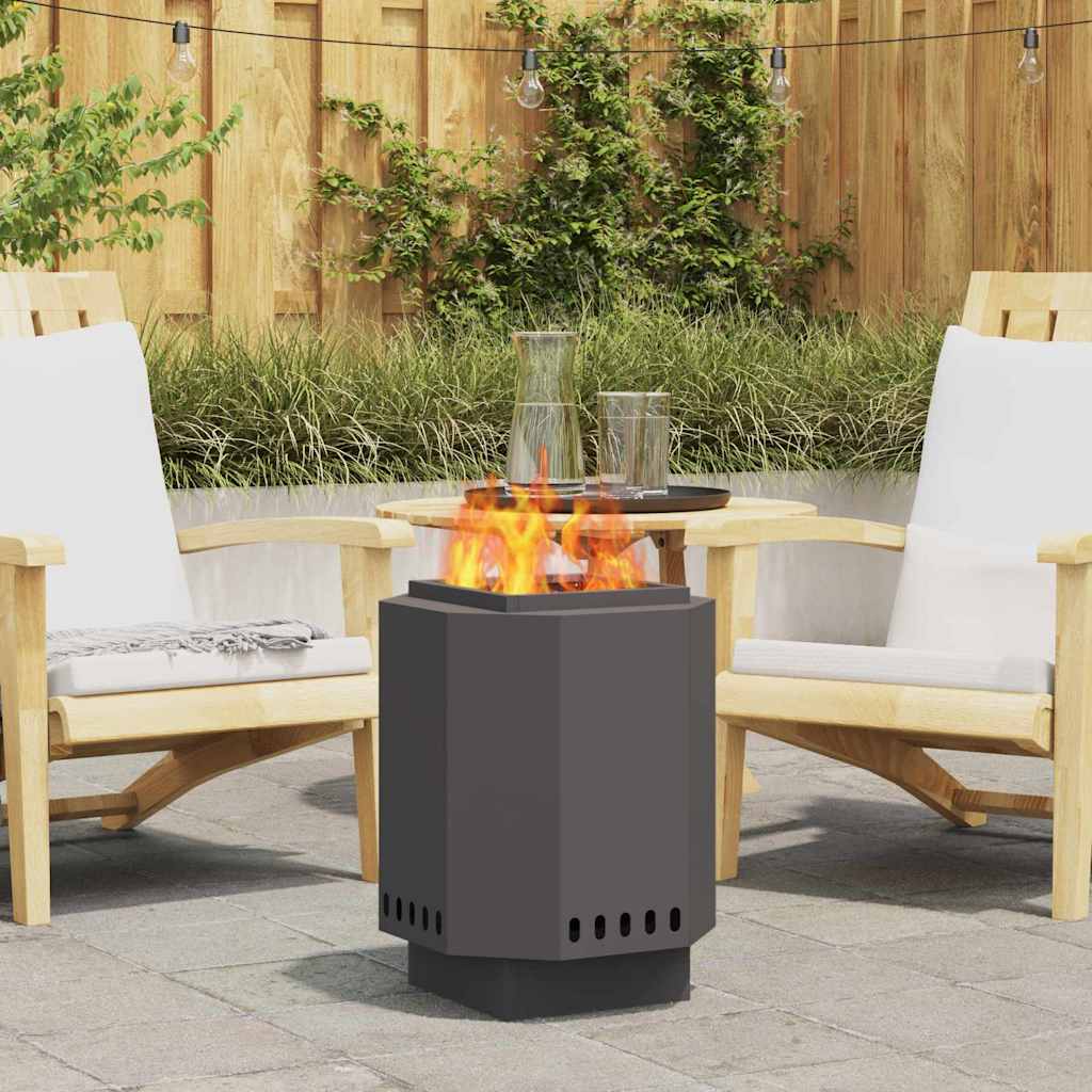Vidaxl braciere senza fumo nero 38 x 38 x 51 cm in acciaio