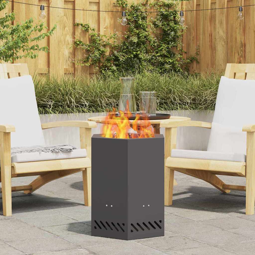 Vidaxl braciere senza fumo nero 38 x 38 x 51 cm in acciaio