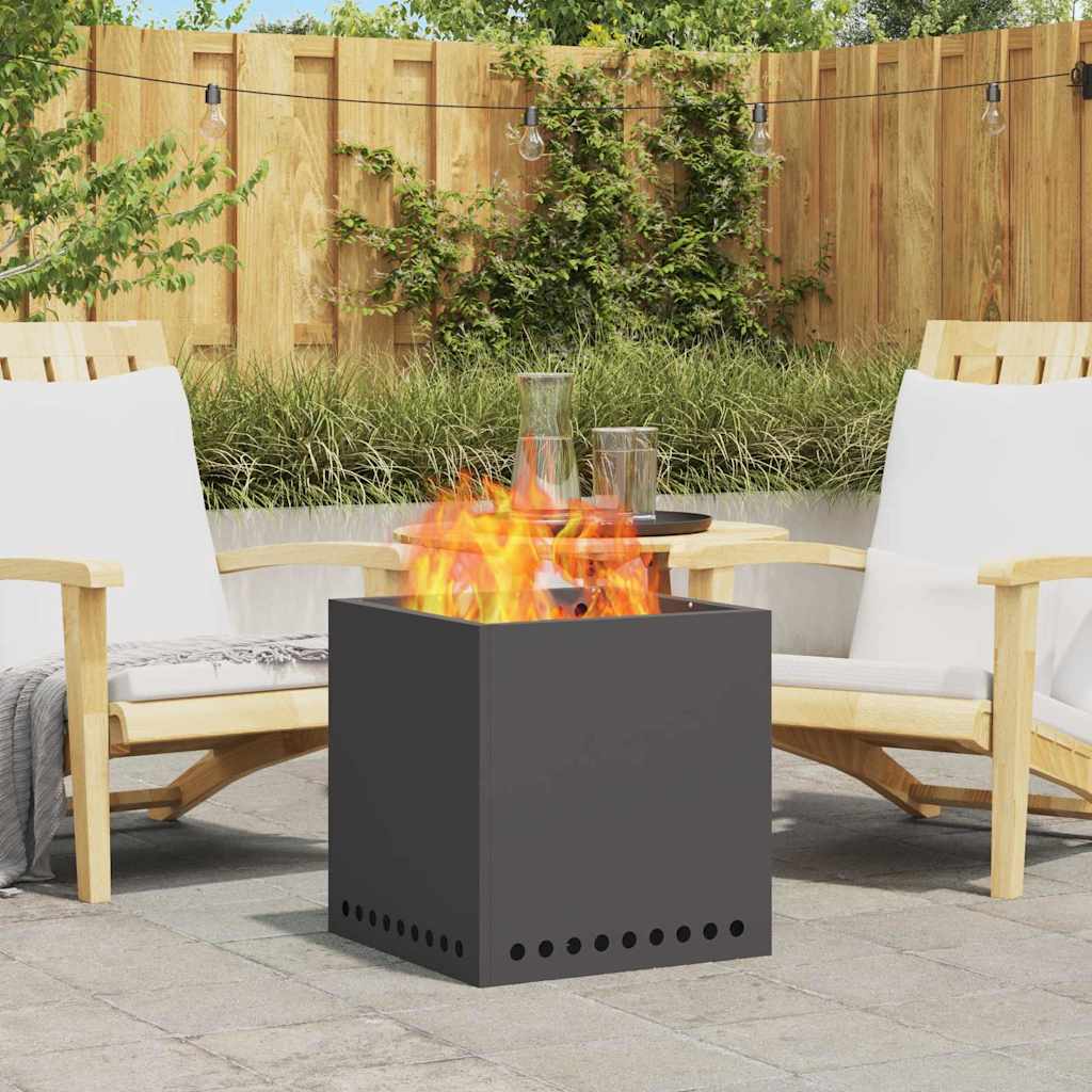 Vidaxl braciere senza fumo nero 48 x 48 x 50 cm in acciaio