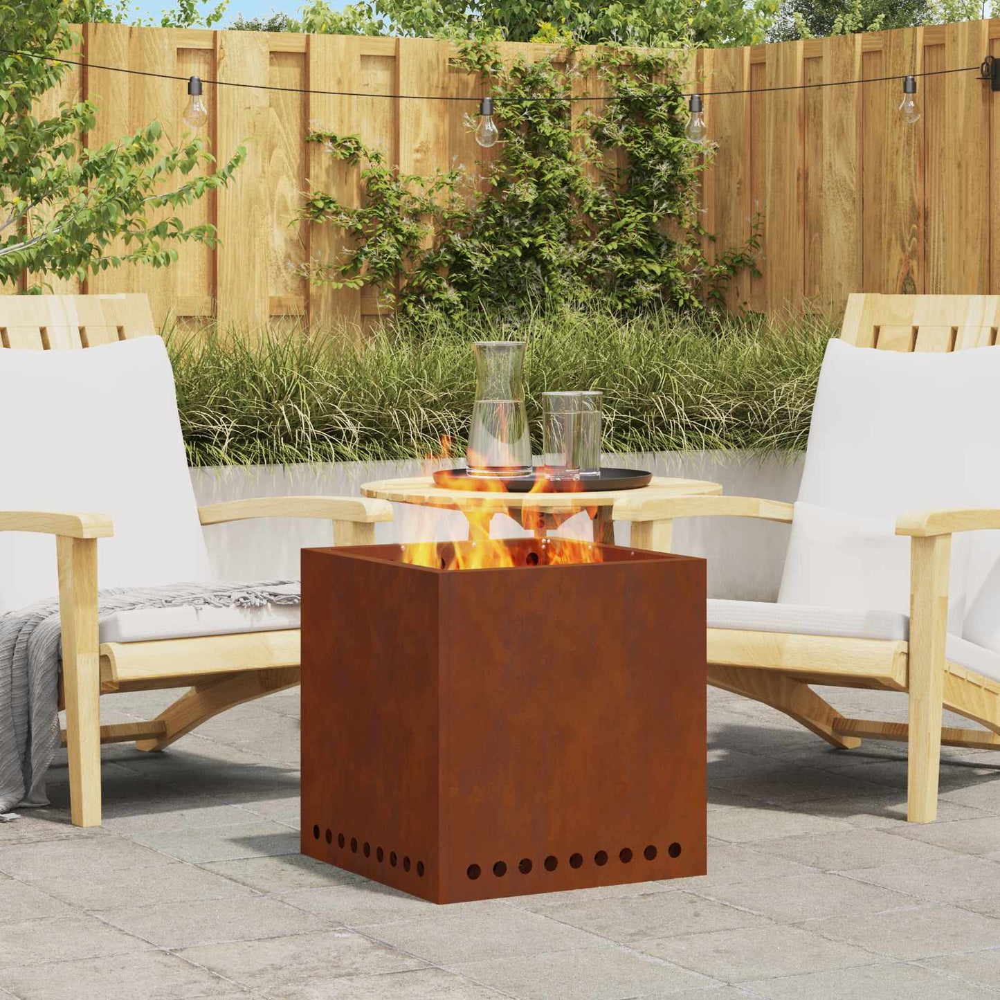 Vidaxl smokeless fire bowl brown 48 x 48 x 50 cm corten steel
