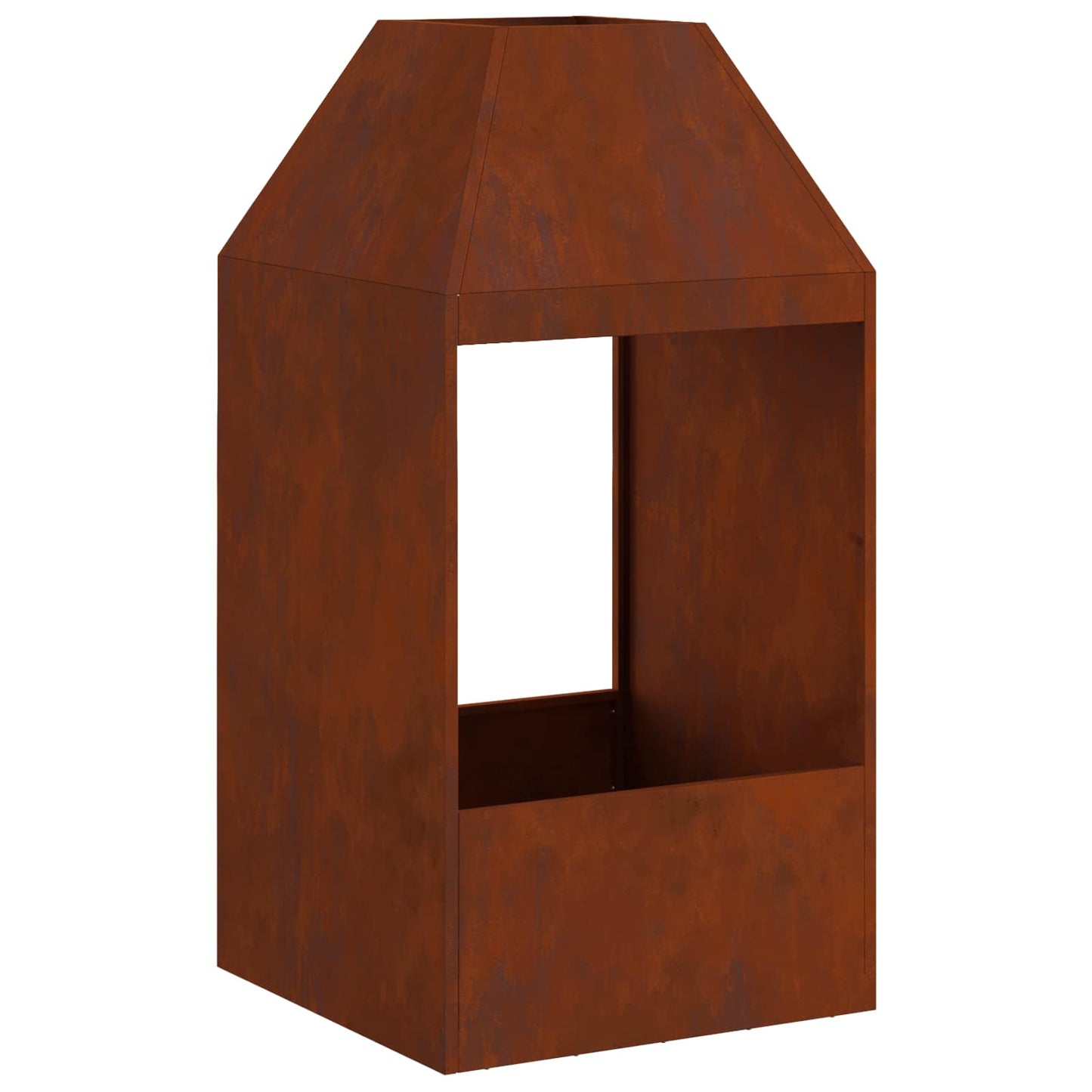 Vidaxl brasero marrón 50 x 50 x 100 cm acero corten