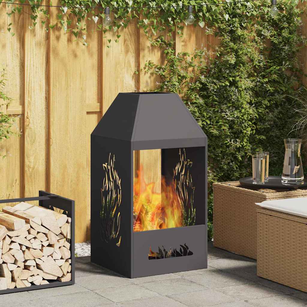 Vidaxl brasero negro 50 x 50 x 100 cm acero