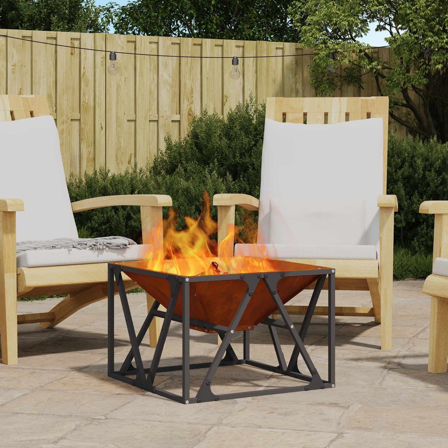 Braciere Vidaxl marrone 50 x 50 x 35 cm in acciaio corten
