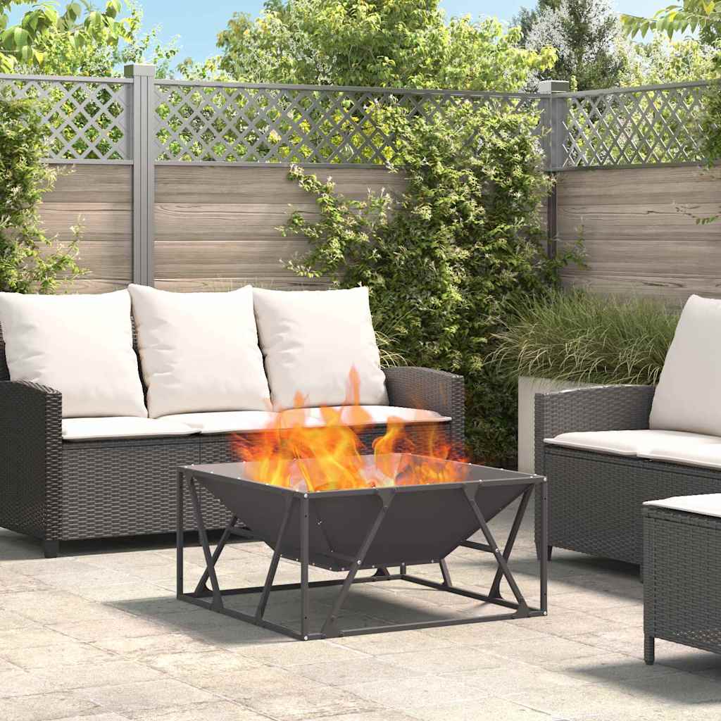 Vidaxl brasero negro 80 x 80 x 40 cm acero