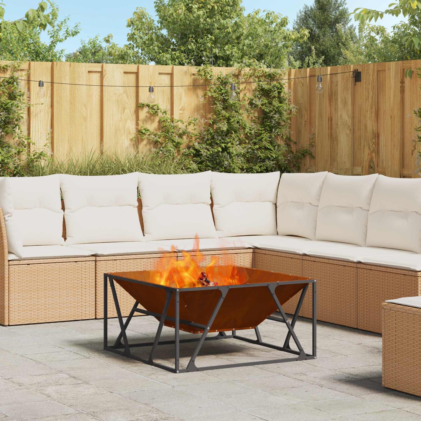 Vidaxl brasero marrón 80 x 80 x 40 cm acero corten