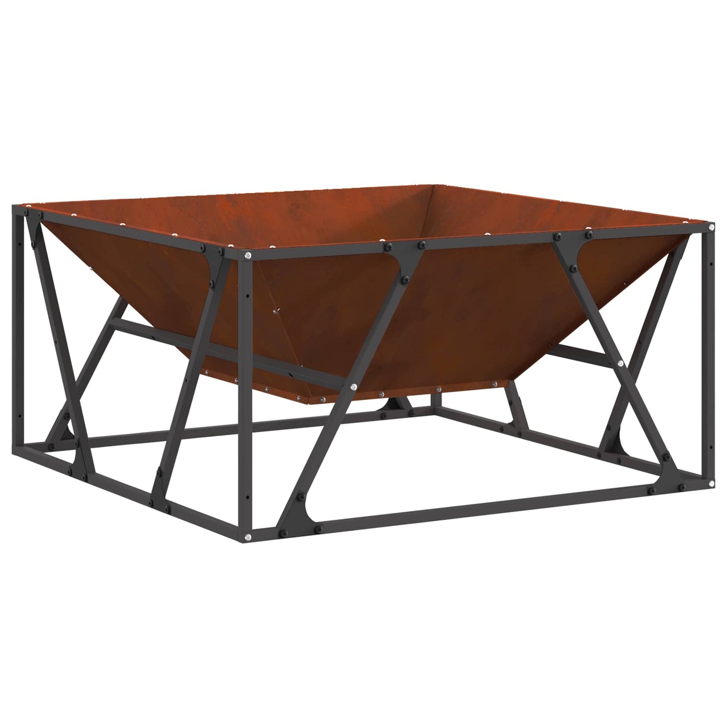 Vidaxl brasero marrón 80 x 80 x 40 cm acero corten