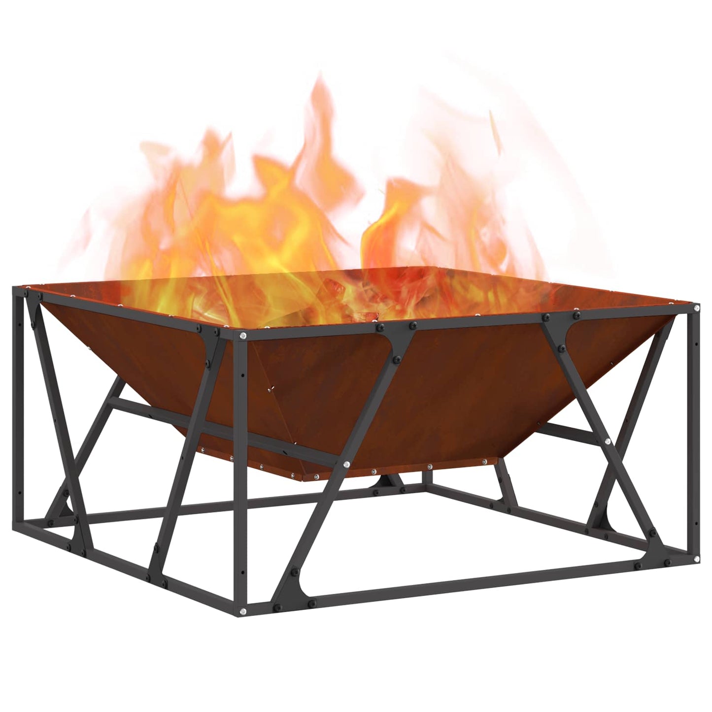 Vidaxl brasero marrón 80 x 80 x 40 cm acero corten
