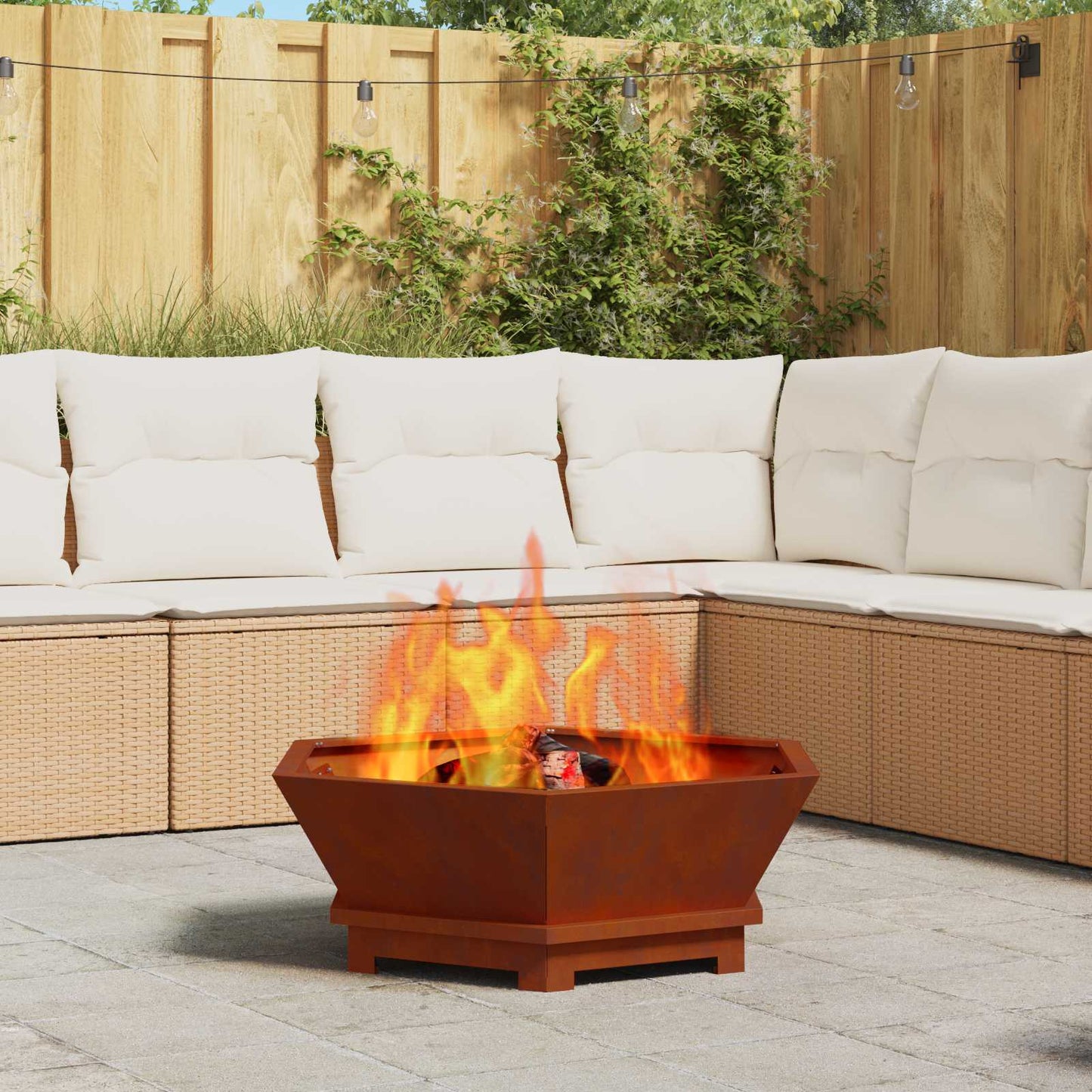 Vidaxl brasero marrón 75 x 75 x 28 cm acero corten
