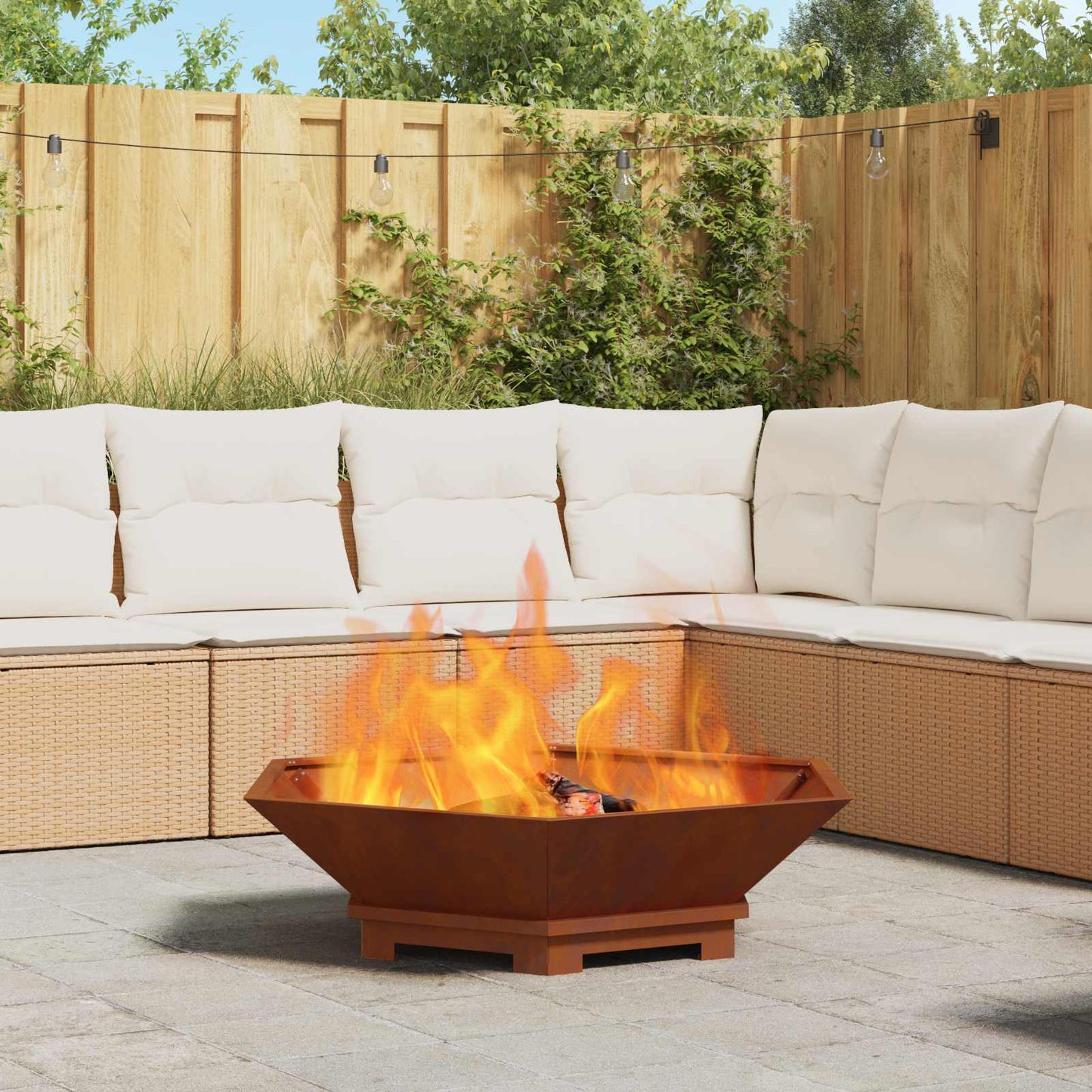 Braciere Vidaxl marrone 100 x 100 x 28 cm in acciaio corten