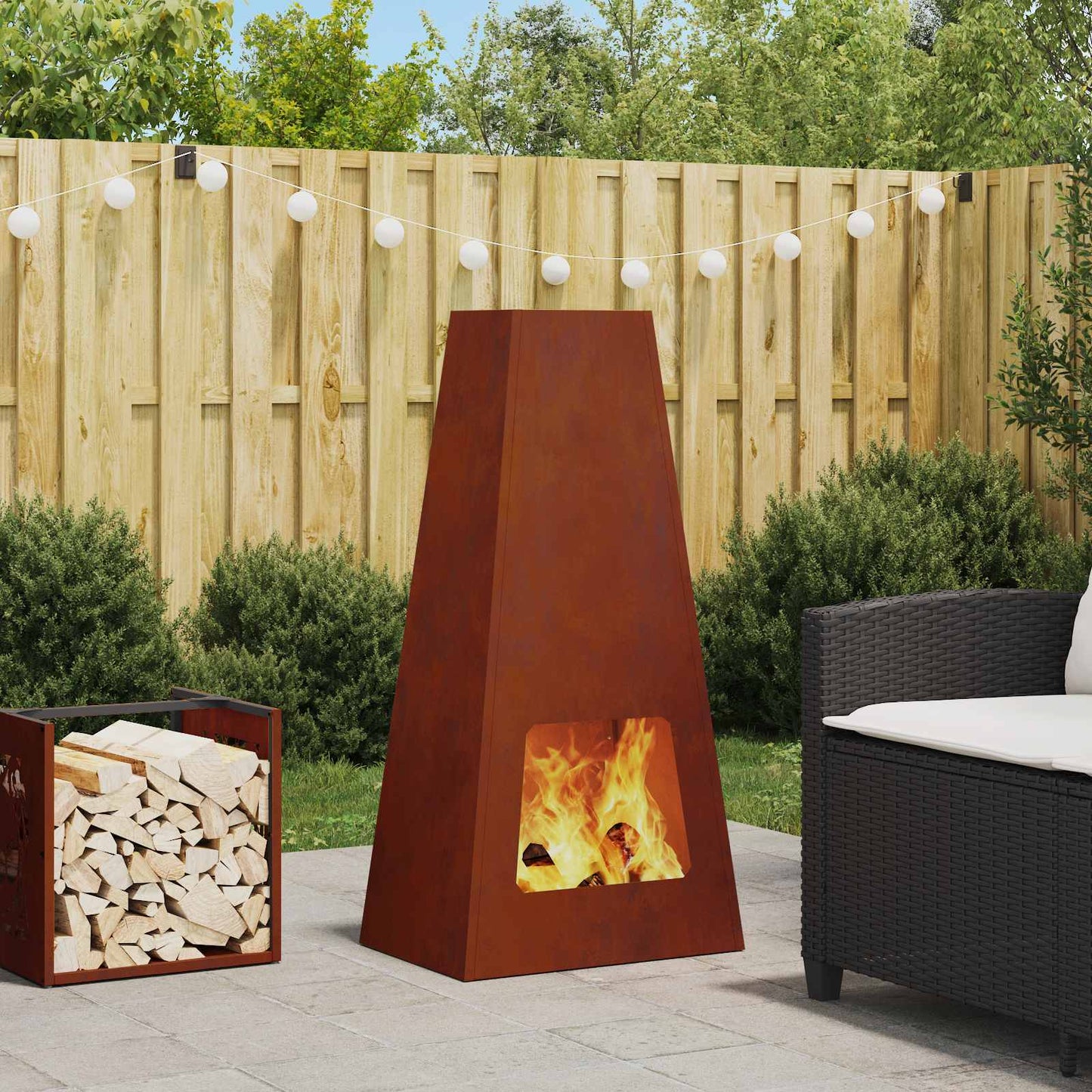 Braciere Vidaxl marrone 50 x 35 x 100 cm in acciaio corten